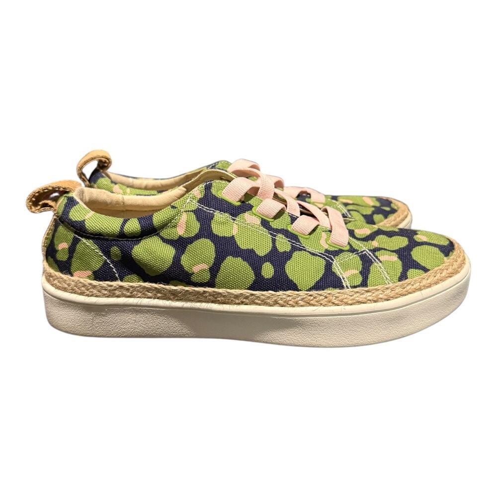 Spenco Malibu Women’s Size 8.5 D Canvas Slip On Orthotic Sneakers Green Pink - Picture 2 of 9